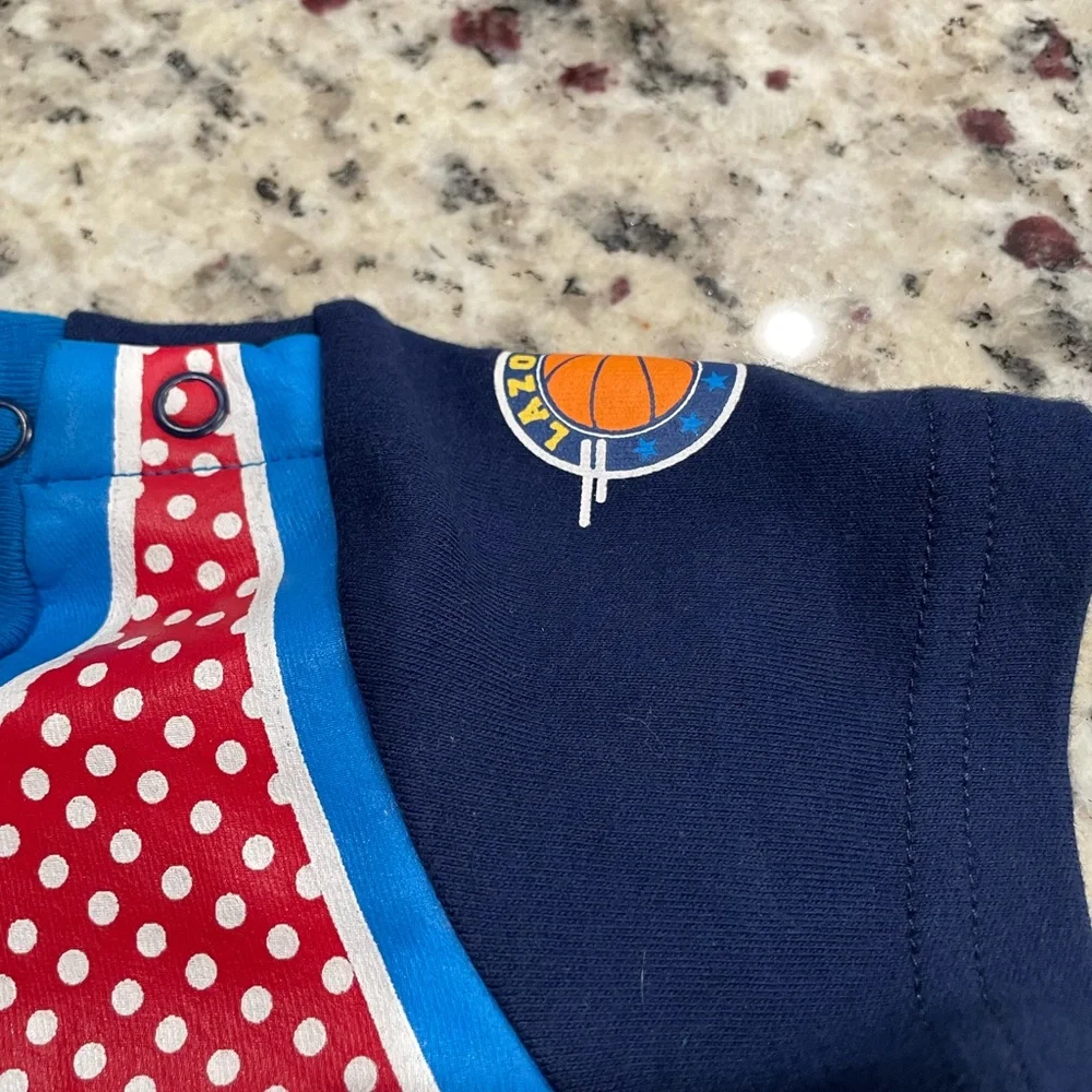 LAZOO Infant Boys Red and Blue Giraffe Bodysuit Romper Like New Size:18M
